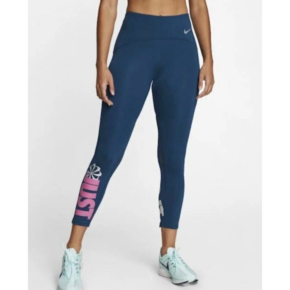 NWT Womens Nike Speed Tight Fit Blue Running Leggings Athletic Reflective Size S
